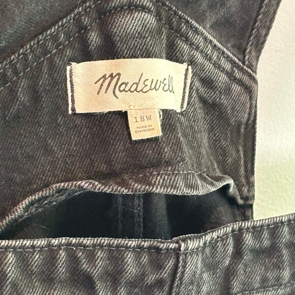 Madewell Straight Denim Leg Overalls in Washed Black - size 18W - Picture 3 of 6